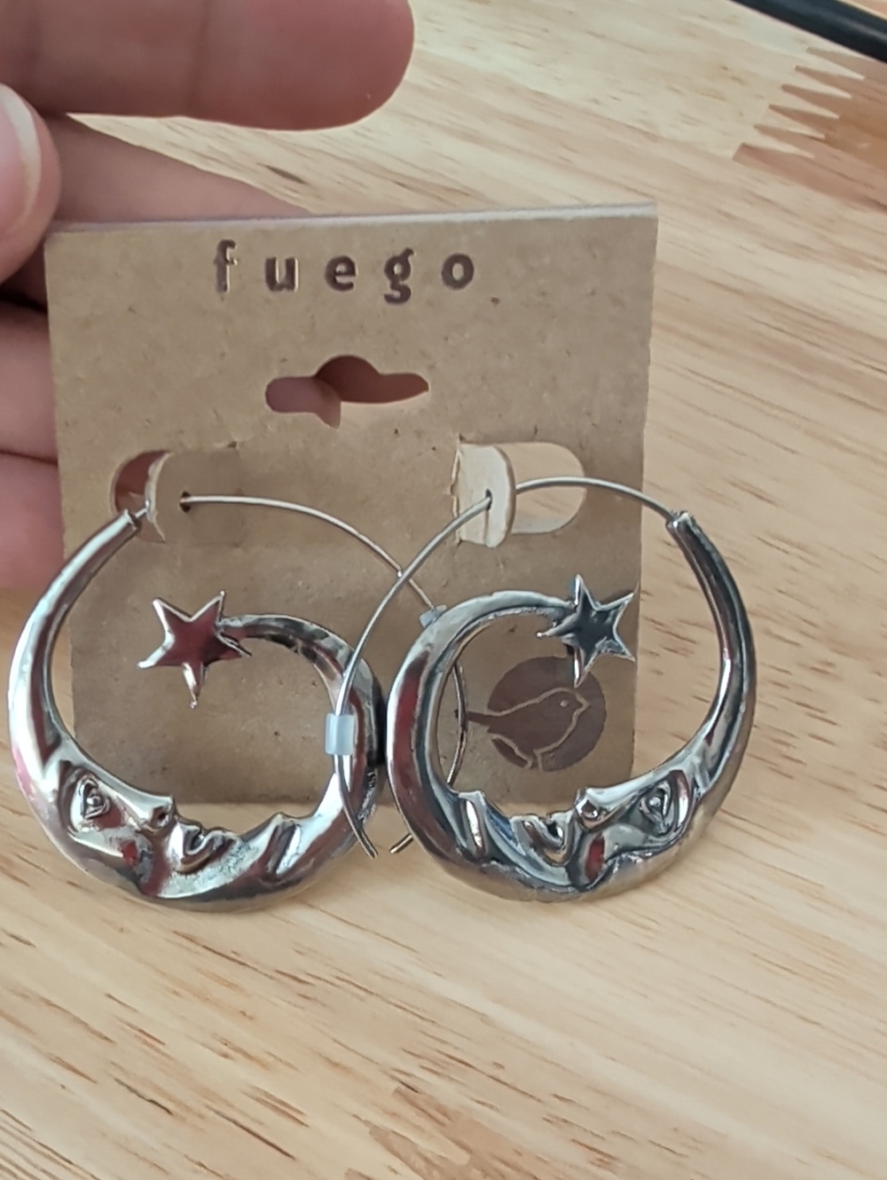 Fuego Silver Moon & Star Hoop Earrings